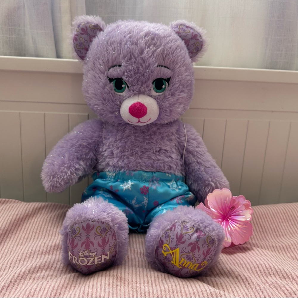 Build a Bear Frozen Anna 16” Plush Teddy Bear Lavender with Glitter